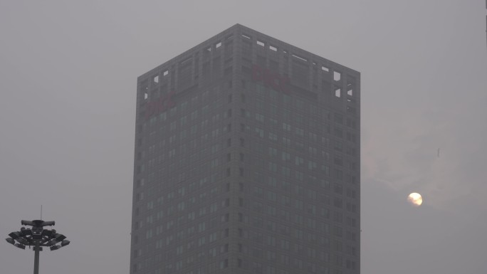 4K北京城市建外SOHO大雾雾霾12