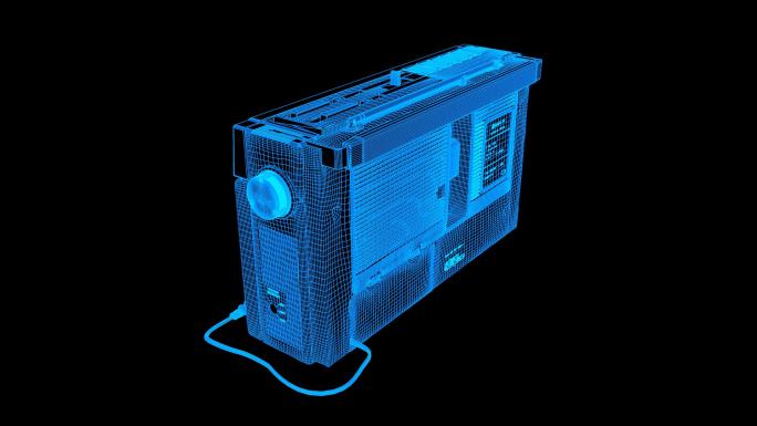 蓝色线框全息科技收音机2动画带通道