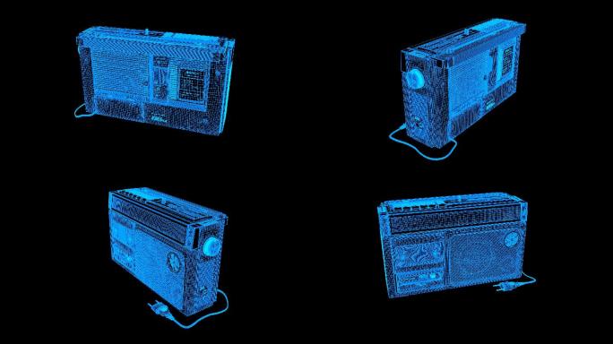 蓝色线框全息科技收音机2动画带通道