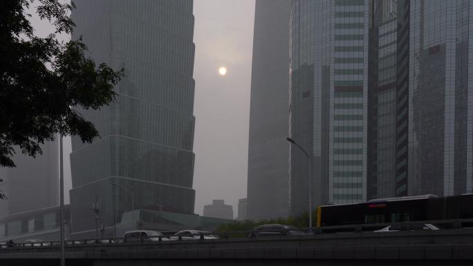 4K北京城市国贸cbd大雾雾霾06