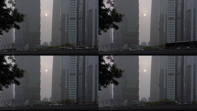 4K北京城市国贸cbd大雾雾霾06