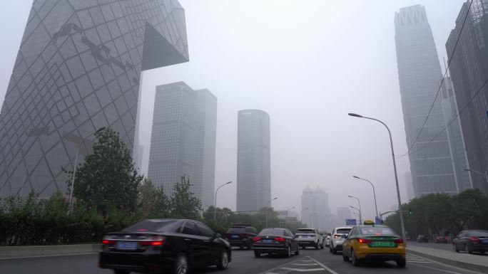 4K北京城市东三环大雾雾霾03