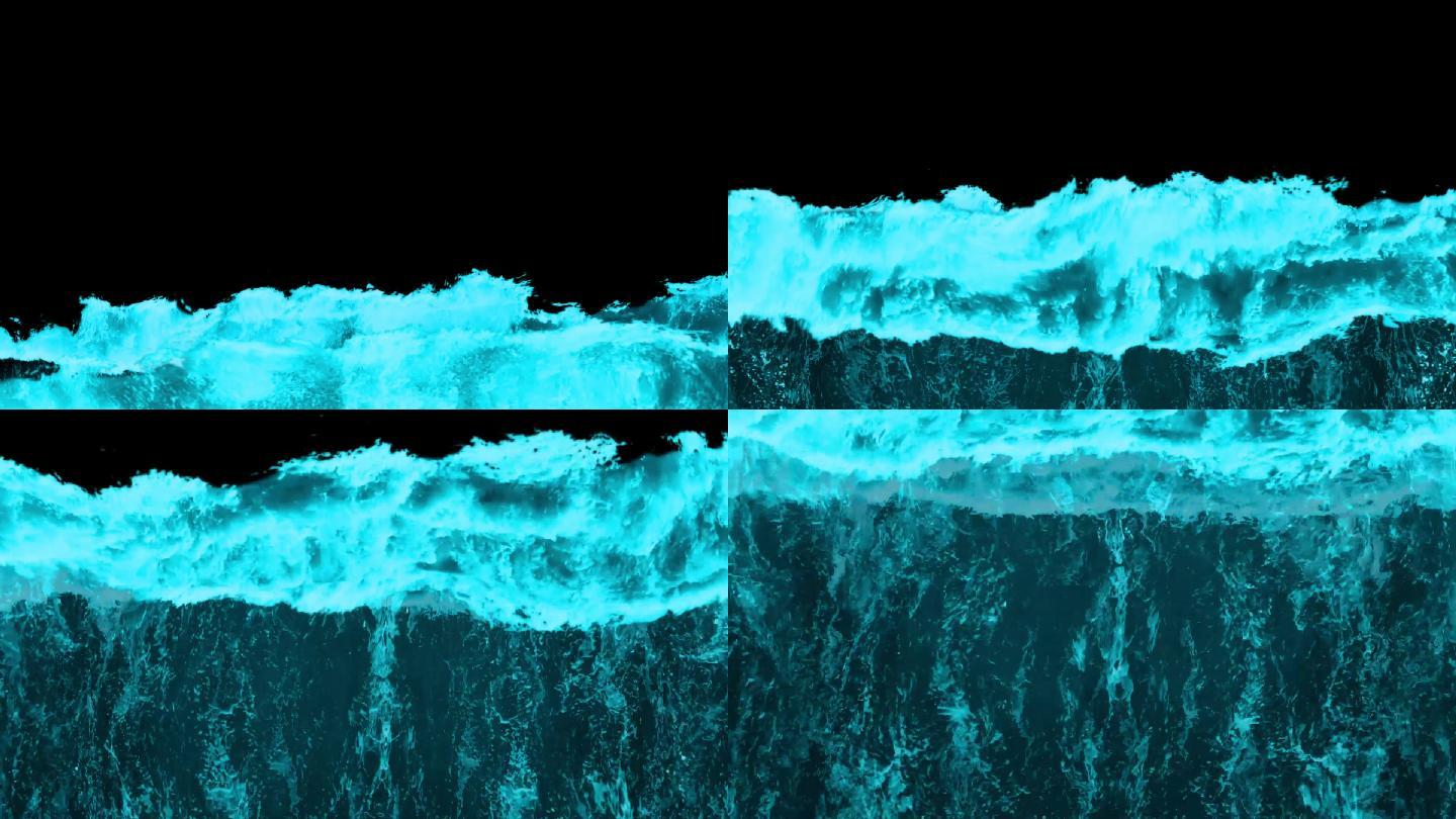 夜光海海浪流动转场夜色