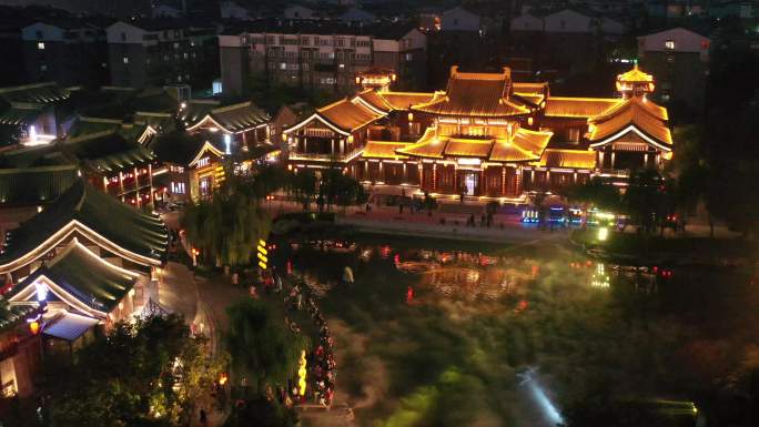 河南洛阳市洛邑古城夜景