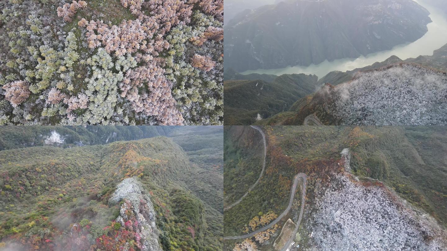 航拍高海拔地区下雪风景