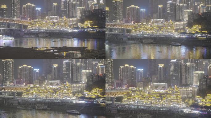 重庆洪崖洞夜景航拍，4k悟2拍摄