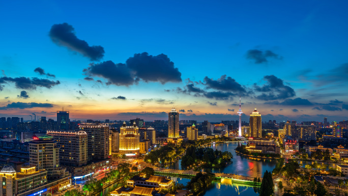 南通濠河夜景电视塔日转夜延时