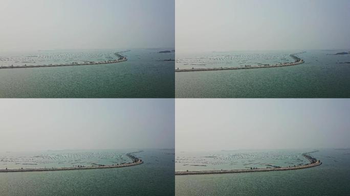 中国广西钦州大三墩岛最美海上公路航拍