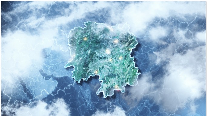 震撼云中俯冲湖南省三维地图