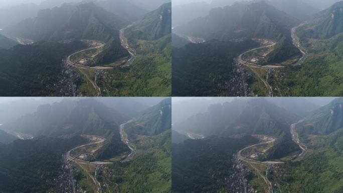 湖南湘西吉首矮寨大桥公路拉索桥航拍4K