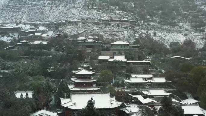 五泉山航拍雪景