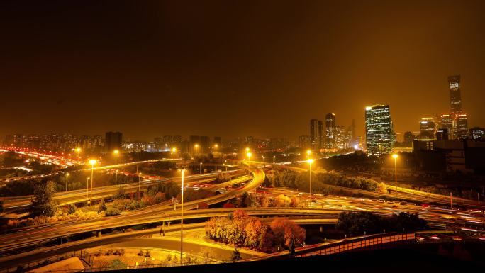 北京道路日转夜延时摄影