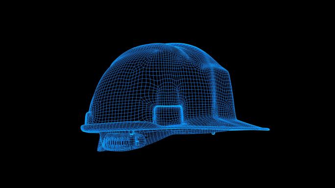 蓝色线框全息科技安全头盔动画带通道