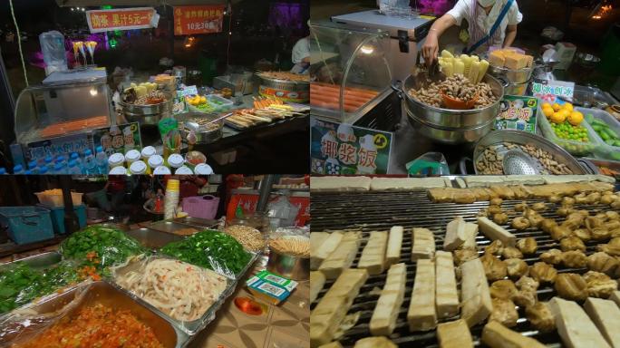 夜市餐饮小食摊烧烤豆腐油炸土豆条