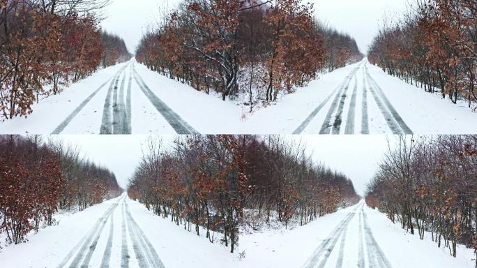 第一场雪 乡村振兴农村 雪景小河溪 生态