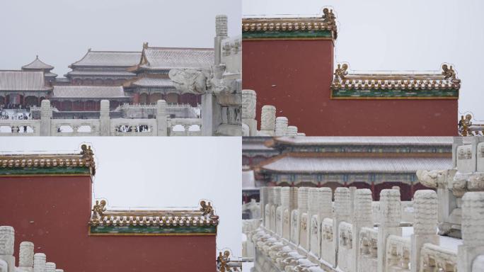 故宫，下雪，红墙，白雪，雪景，游人