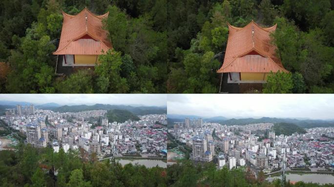 航拍上犹县东山寺全城景象