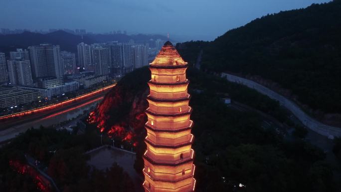 延安 宝塔区 延河 延河路夜景 东关大街