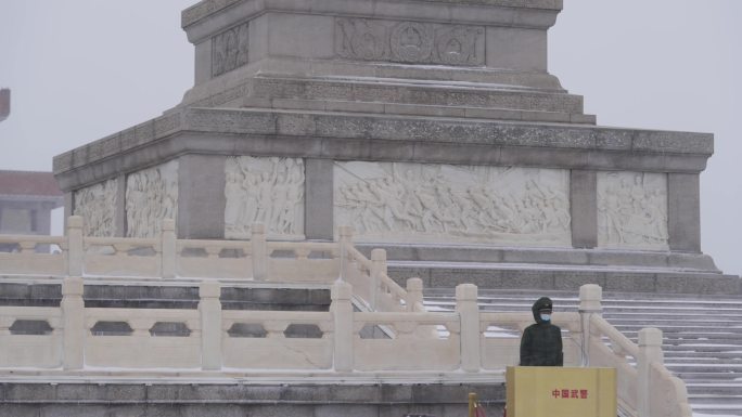 人民英雄纪念碑，雪景