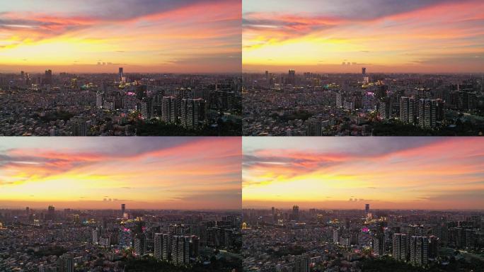 【4K超清】中山市东区金融街日落夜景航拍