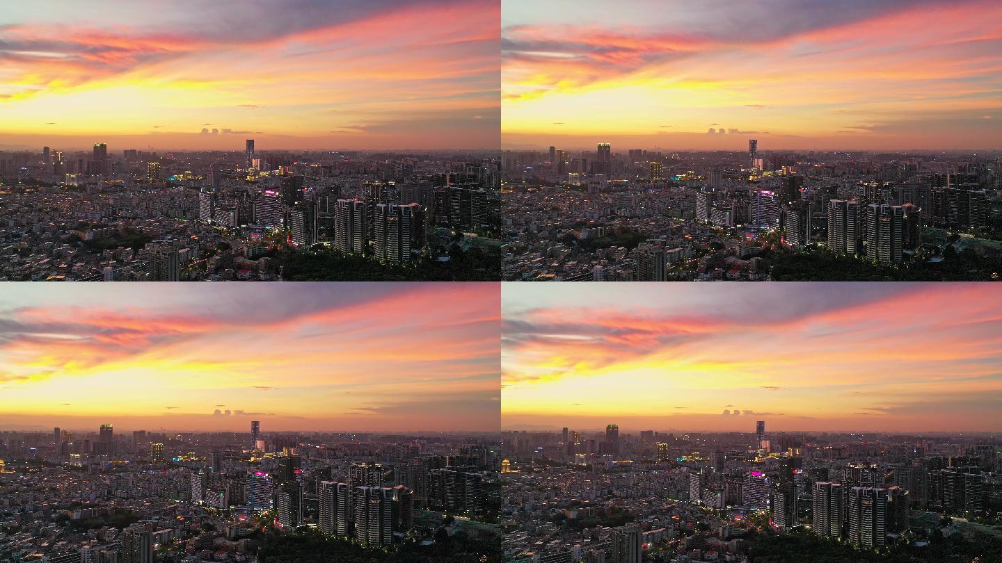 【4K超清】中山市东区金融街日落夜景航拍