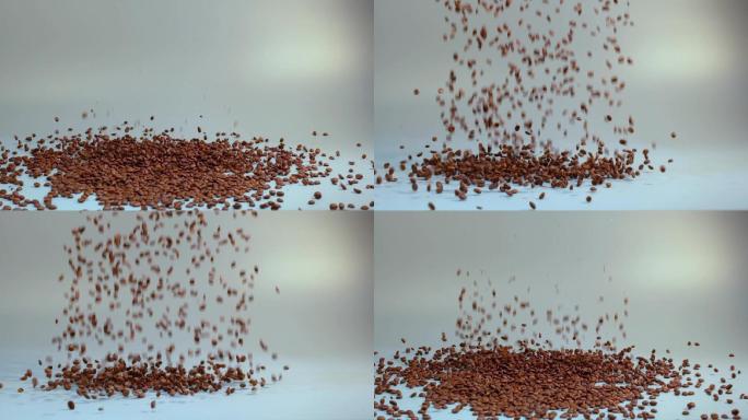 咖啡慢镜头视频烘焙咖啡豆自由落下上升创意