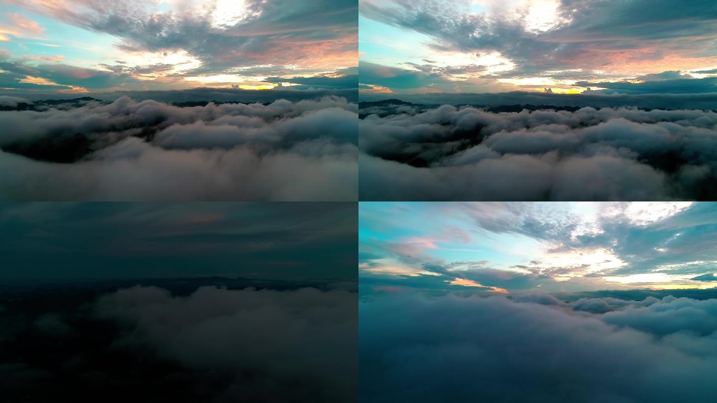 云端黄昏日出 适用宣传片片头的航拍素材