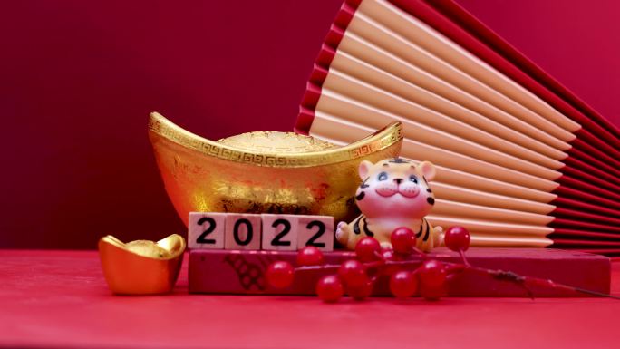 2022春节,老虎年玩偶,红色喜庆福贺