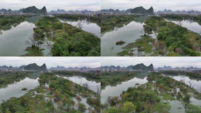 桂林斗鸡山漓江风景区航拍2021年11月