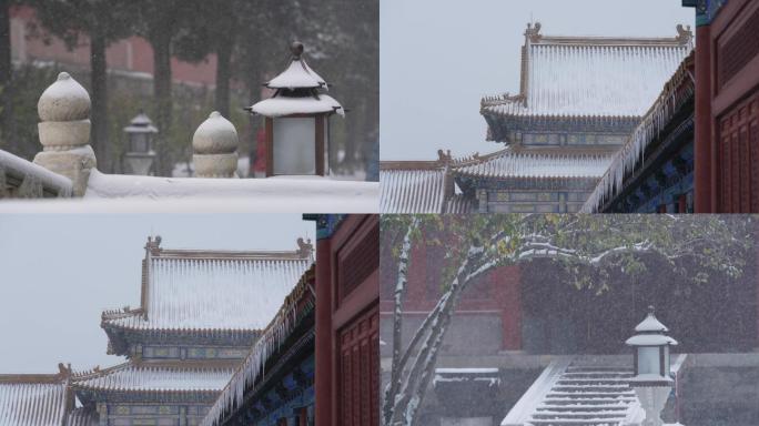 故宫雪景，唯美古风，大雪下雪，古建筑特写