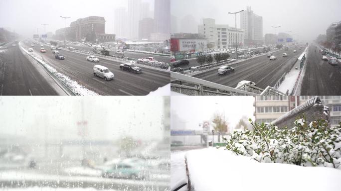 4K城市冬天大雪雪景唯美空境视频素材