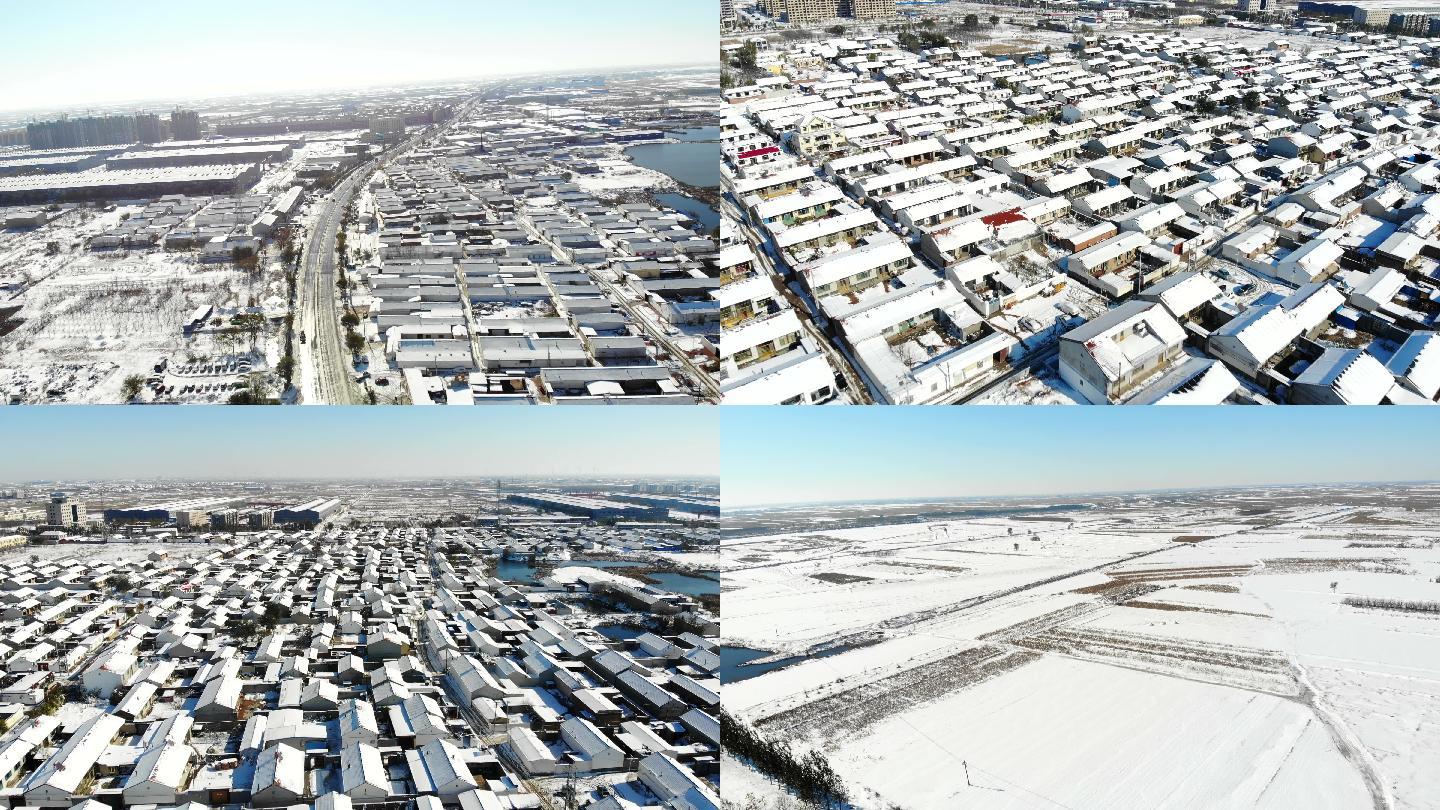 大雪后的城市村庄