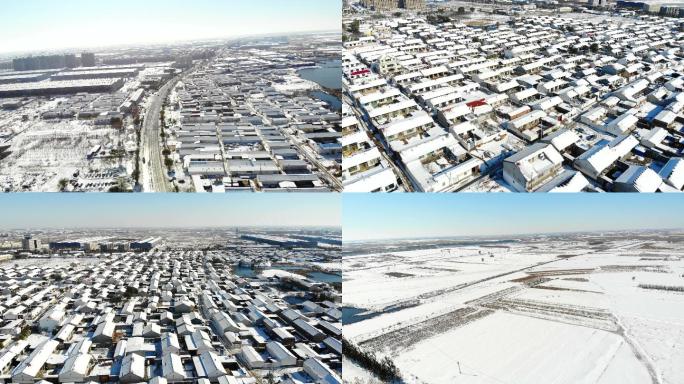 大雪后的城市村庄