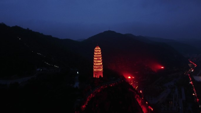 延安 宝塔区 延河 延河路夜景 东关大街