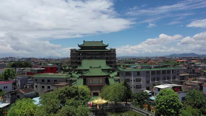 顺德 逢简水乡 寺庙 航拍 视频素材