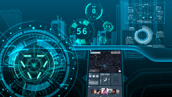 自动驾驶汽车中控全息hud控制面板