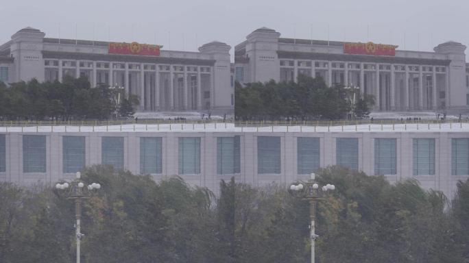 北京国家博物馆地标建筑雪景