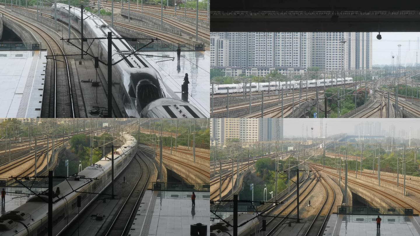 4K实拍武汉站高铁进出长焦拍摄
