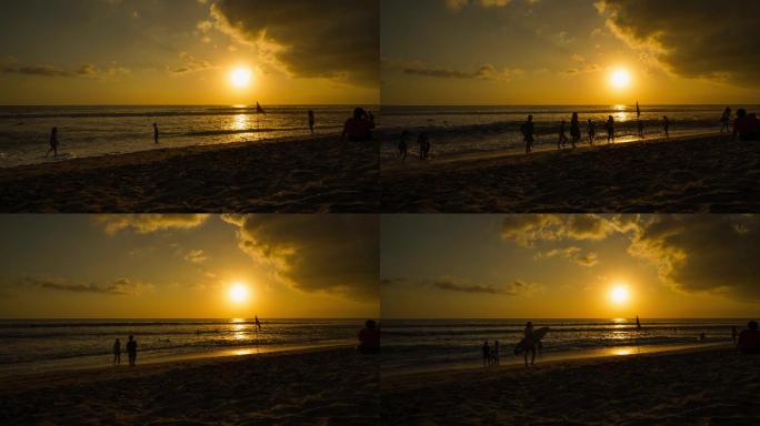 巴厘岛沙滩日落延时