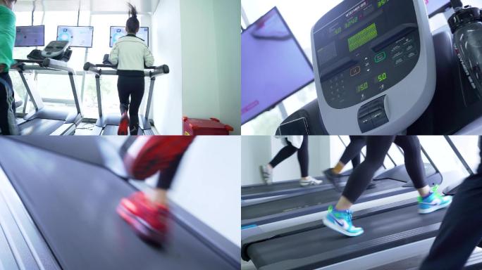 健身房跑步机减肥锻炼空镜