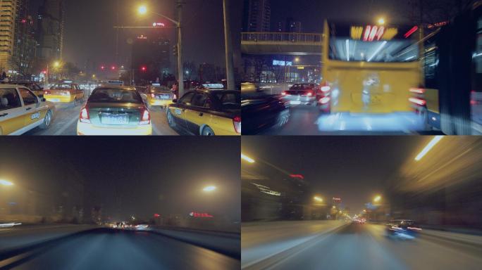 夜晚车辆在城市里穿梭 夜景北京车流线