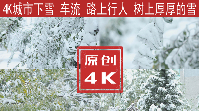 下雪大雪行人车流4K