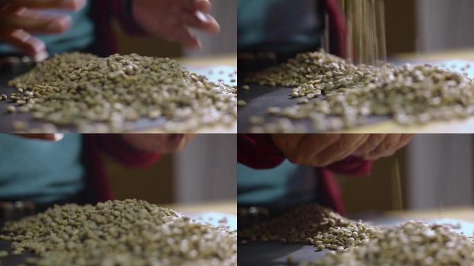 咖啡视频咖啡生豆手工挑拣手工筛选过程