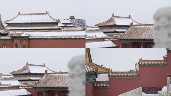 北京下雪，故宫雪景，红墙白雪，空镜头转场