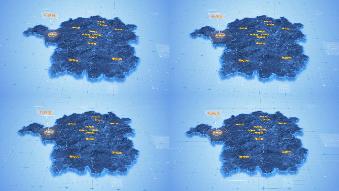 湖南衡阳祁东县三维地图科技感ae模板
