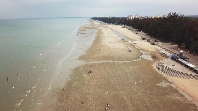 中国广西防城港金滩的沙滩海景航拍
