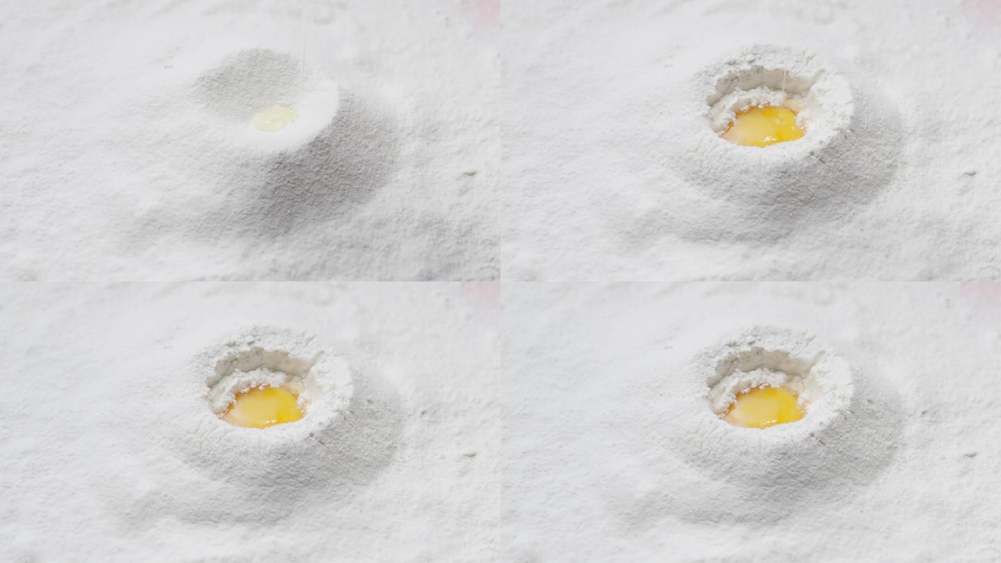 鸡蛋落入面粉
