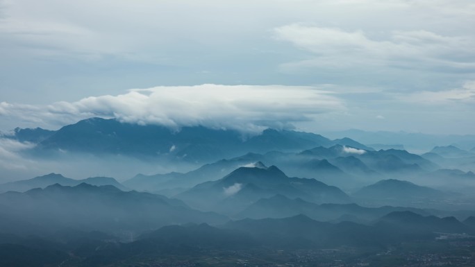 水墨山川云雾延时台州安基山看括苍山