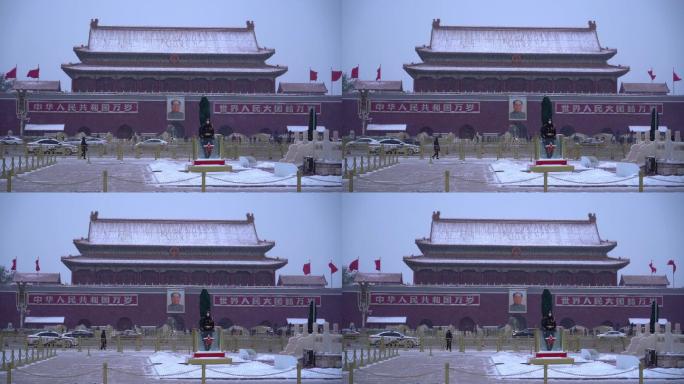 拍摄北京大雪天安门10