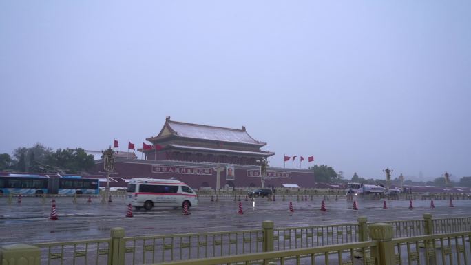拍摄北京大雪天安门20